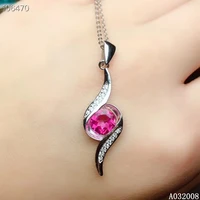 kjjeaxcmy fine jewelry 925 pure silver inlaid natural pink topaz girl new pendant necklace popular clavicle chain support test