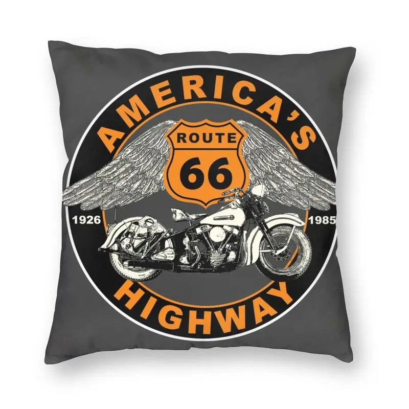 

Квадратная наволочка Route 66 American Highway, домашняя декоративная наволочка US 66 для мотоцикла, наволочка для диванной подушки с принтом
