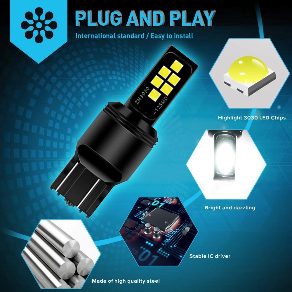 Светодиодсветодиодный указатели поворота 2 шт. 1200лм T20 7443 W21/5 Вт Canbus без ошибок для