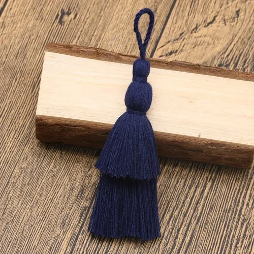 Navy 1pcs 12 см длинная хлопковая кисточка 2 слоя дизайн цветная кисточка для поделок телефон подвеска брелок подвесной мешок украшение одежды 1 шт - Цвет: Navy 1pcs