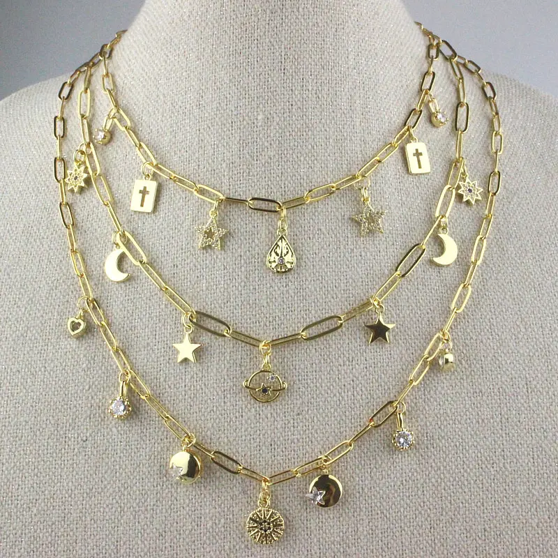 16 дюймов 5 шт./лот популярное ожерелье с разноцветным кубическим цирконием