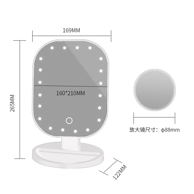 Увеличительное Miroir 180 градусов светодиодный Сенсорный экран класса люкс зеркало