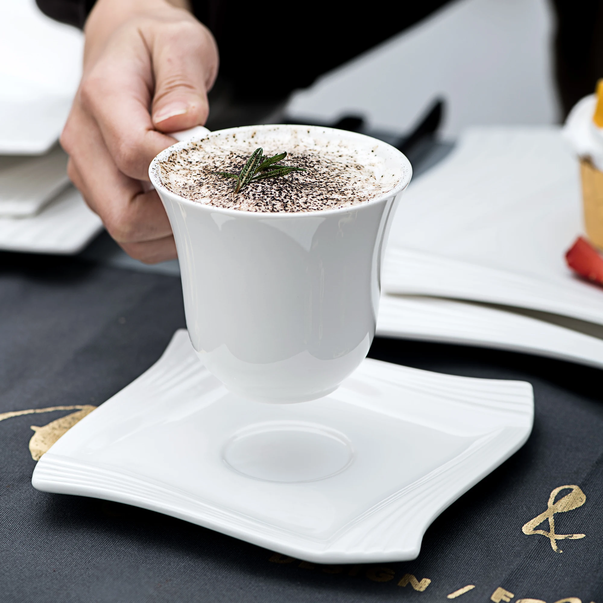 MALACASA Amparo 30 шт. белая фарфоровая посуда набор посуды из 6 чашек блюдца десертный