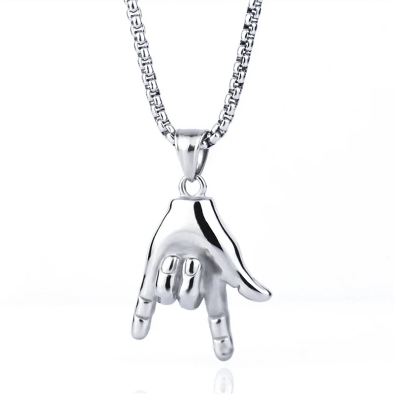 

Trendy Hip-hop Punk Rock Gestures Pendant Necklace Alloy Creative Men Pendant Necklace Stylish Jewelry