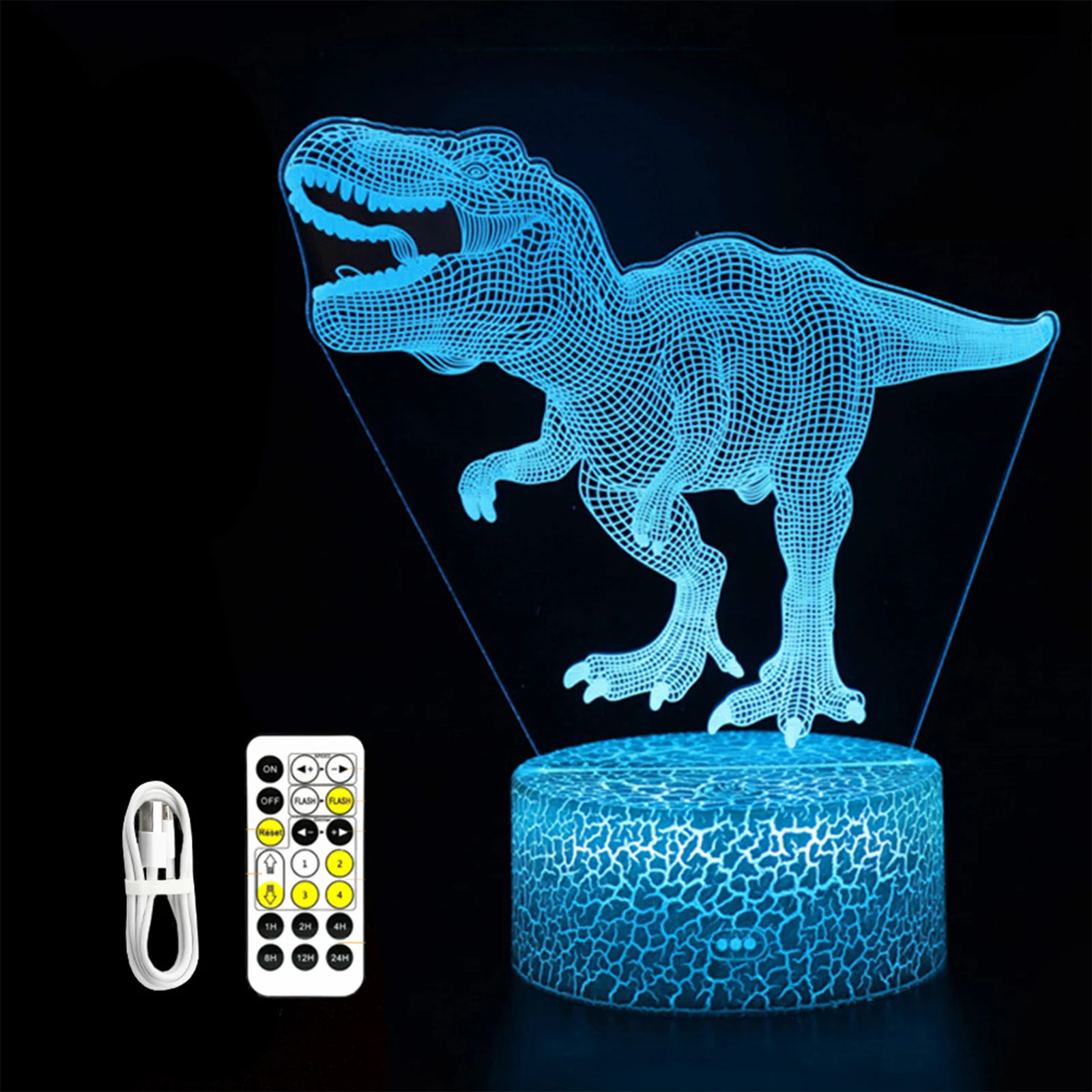 

СВЕТОДИОДНЫЙ ночник в виде динозавра, 3D украшение для спальни, 4 меняющихся цвета, сенсорный пульт дистанционного управления светодиодный н...