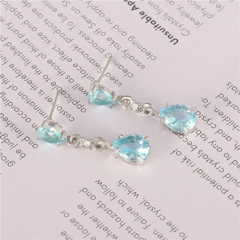 Женские хрустальные серьги-капли Canner длинные синие серьги с большим камнем