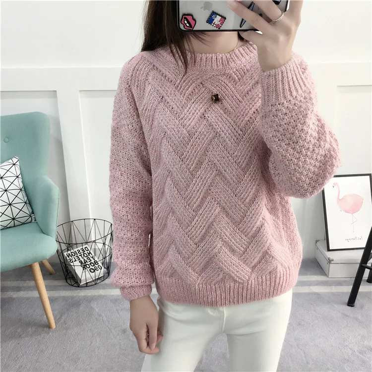 Fluffy Sweater Women Winter 2022 New Autumn Runway Female Coarse Knitted Jumper Women's Knitting Pullover | Женская одежда