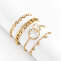 simple fashion punk heart gold bracelets for women unisex gothic bracelet sets jewelry geometric link chain women bracelet