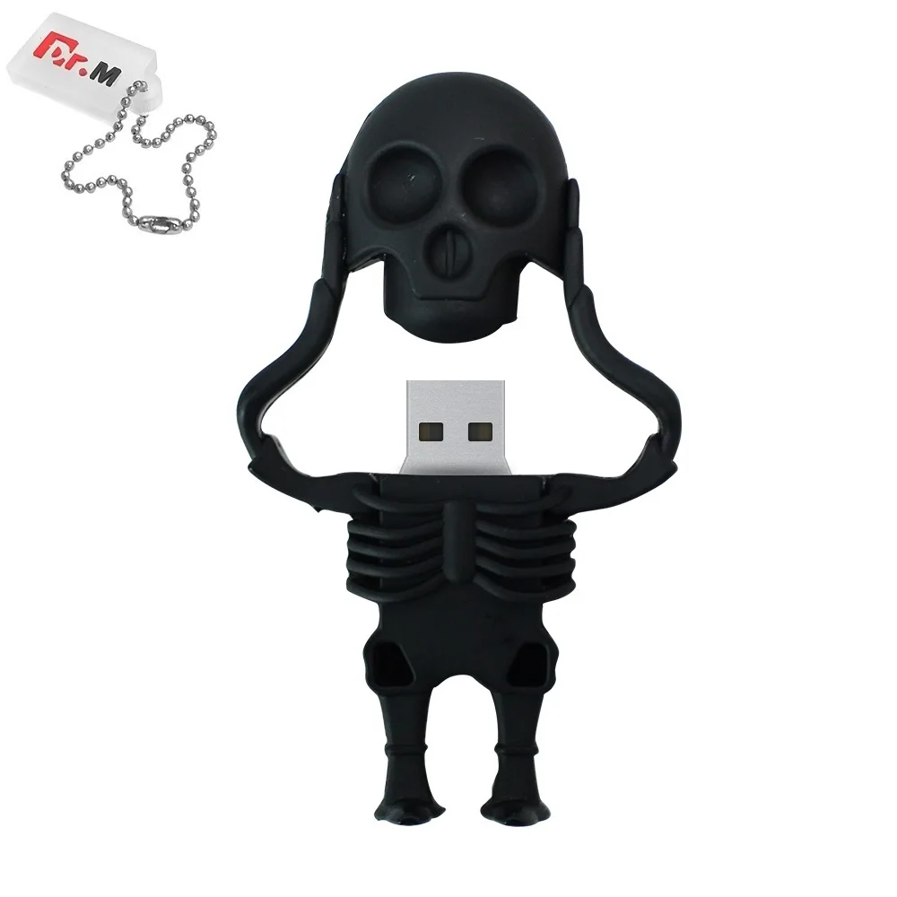Скелет USB 2 0 флеш накопитель 32 ГБ Черный череп Забавный флешки 16 Гб