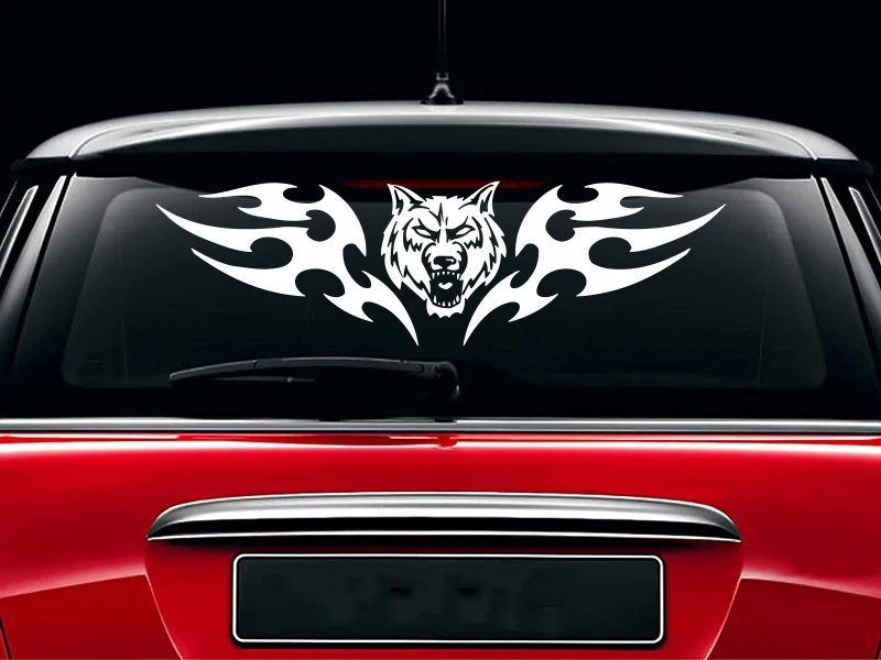 Виниловые наклейки для автомобиля с изображением воющего волка и пламени модные