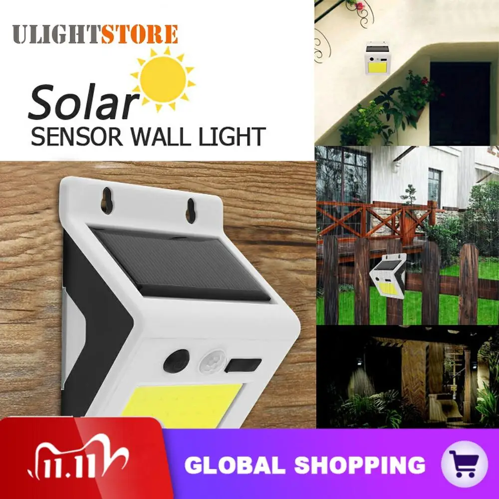 Перезаряжаемый 4 Вт COB светодиодный светильник на солнечной энергии с датчиком