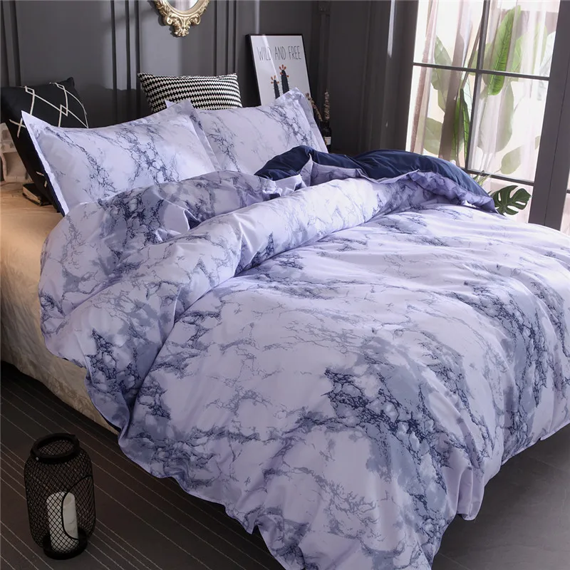 Marble 3d Bedding Set Luxury Quilt Bed Will King Size and Pillowcases No Bedsheet Nordic Linens White 3-piece Sheet 2 Pcs Cover | Дом и сад