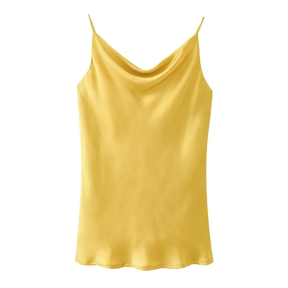 

Suspender Women's Summer Wear Silk Like Sexy Satin Small Suspender Vest with Backing Women's Sleeveless Top