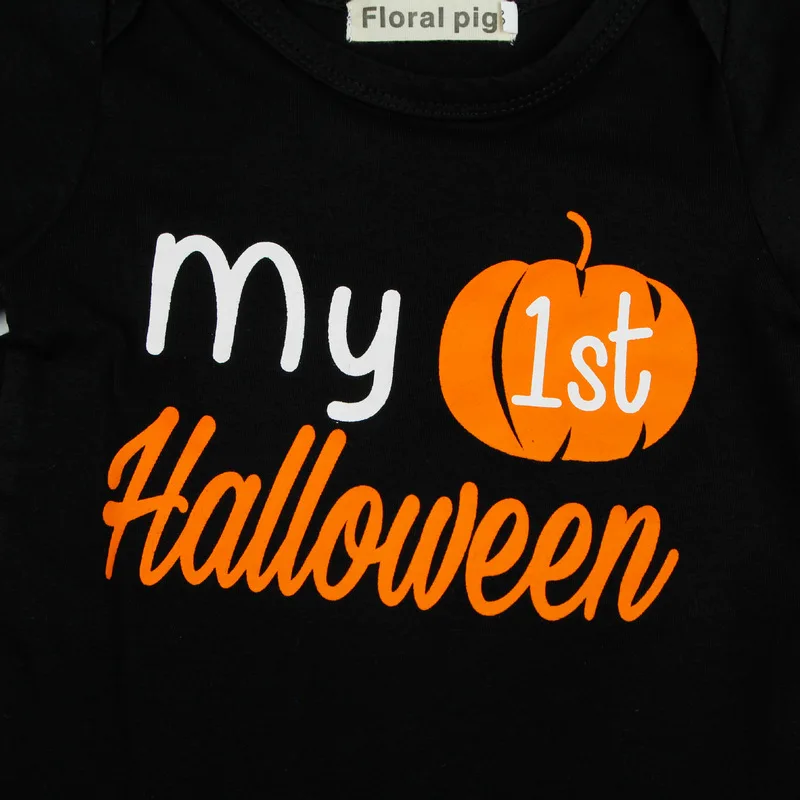 Одежда Мой первый Хэллоуин для маленьких девочек боди с длинными рукавами черный