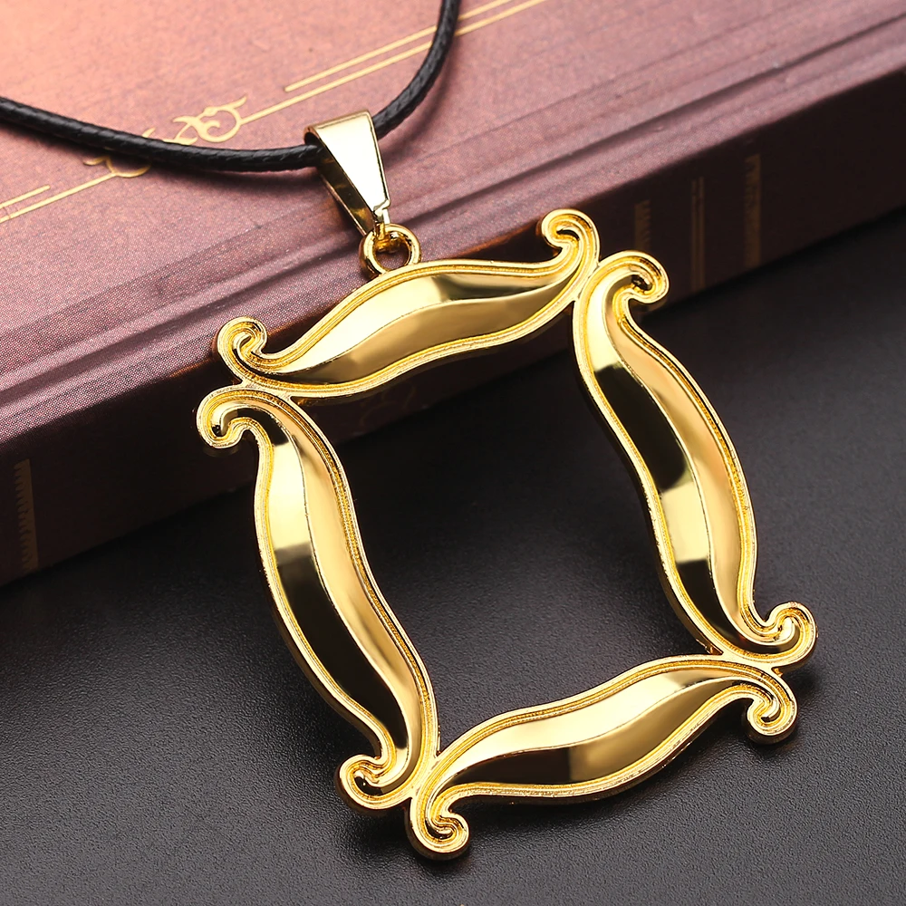 Женское ожерелье с подвеской в виде рамки глазка для ТВ шоу друзей желтой эмалью