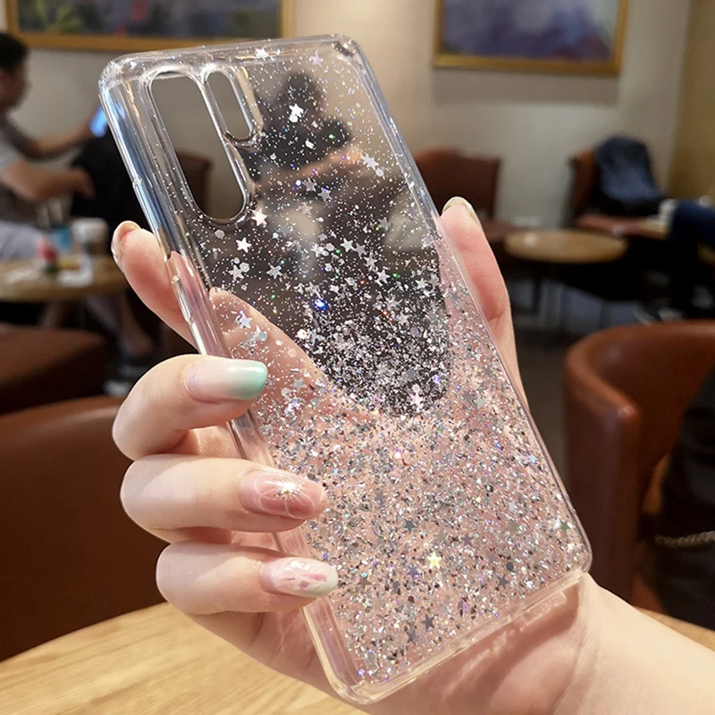 Блестящий блестящий чехол для Xiaomi mi 9 SE 8 lite cc9 A3 A2 эпоксидная звезда прозрачный