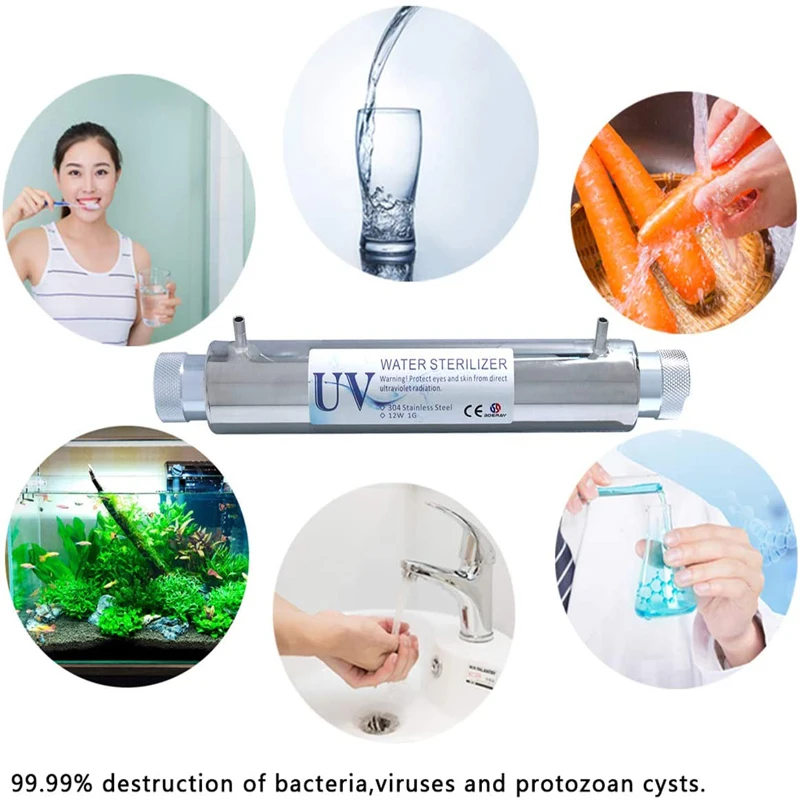 

Boeray Household Water Purification System with 2 UV Lamp Disinfection 12W Ultraviolet Sterilizer 1GPM Water Purifier