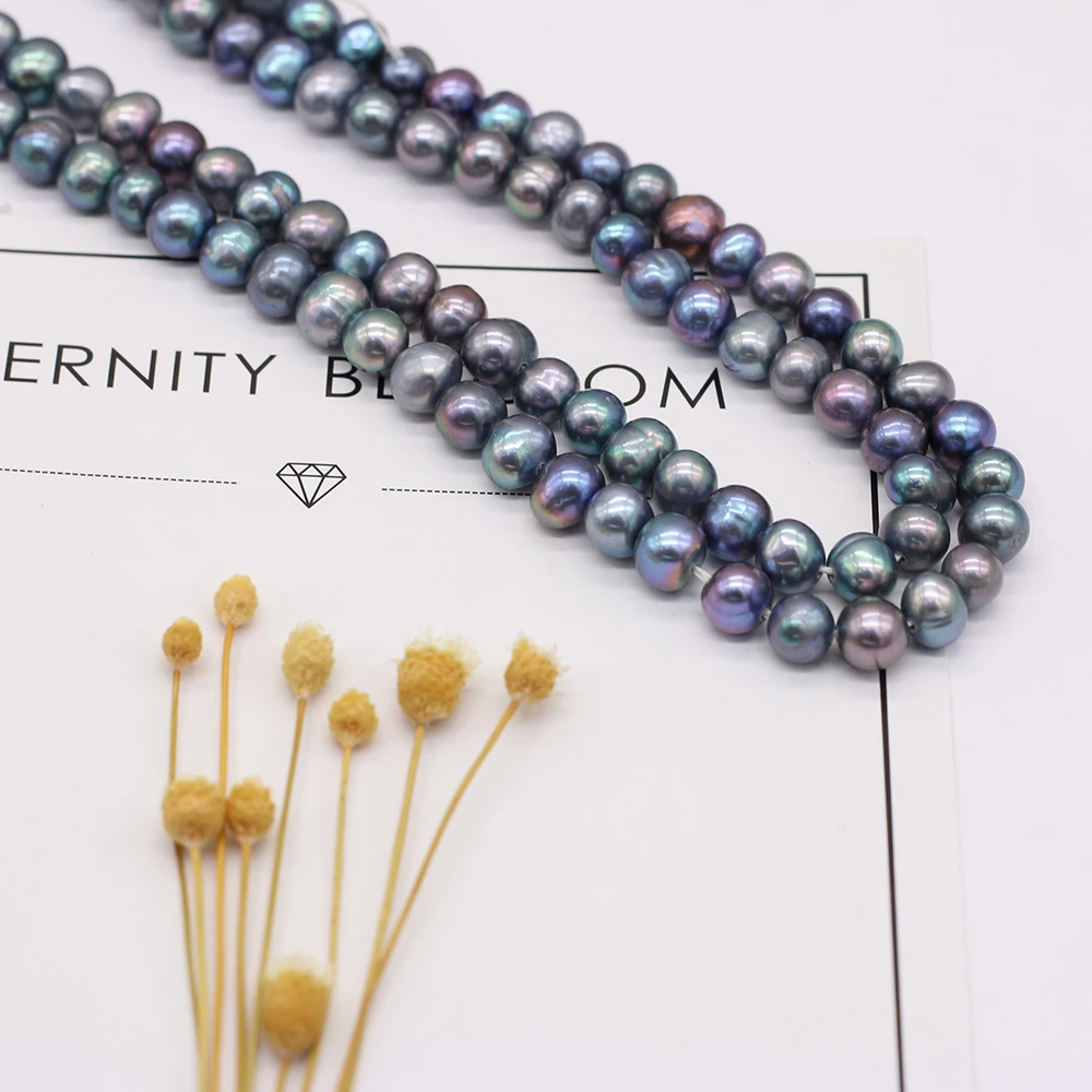 Бусины Из Натурального пресноводного жемчуга почти круглые 5-6 мм 36 см сделай сам