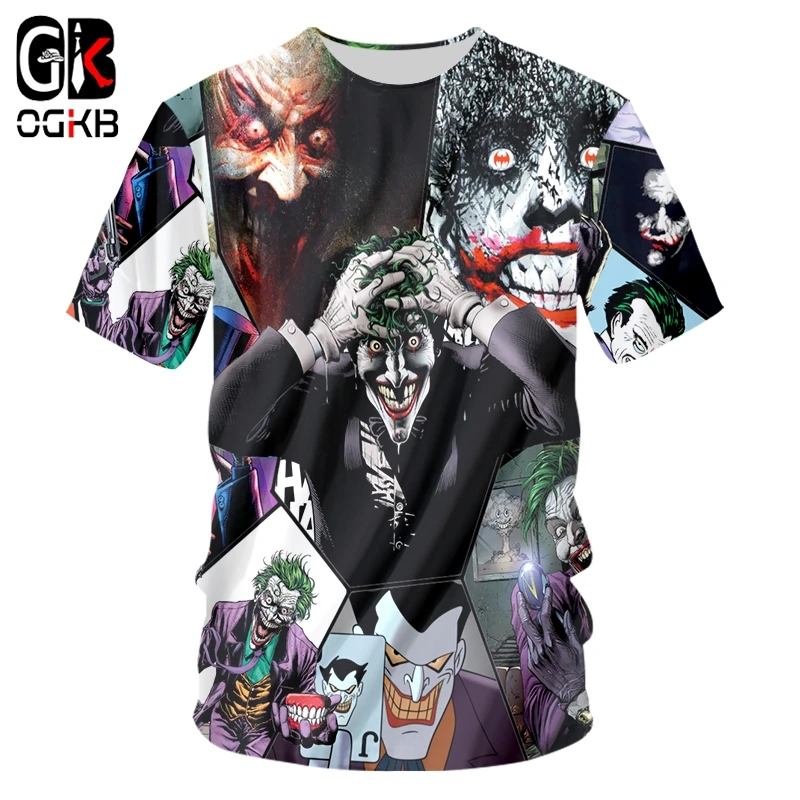 

OGKB New Men's T-shirt Clown 3D Printed T-shirt Men's Wild Face Casual O-neck Male T-shirt Joker Short-sleeved Joke Top