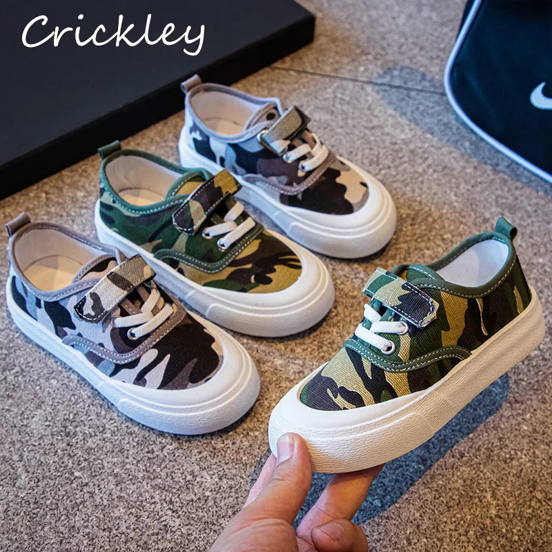 

Spring Autumn Children Canvas Shoes Camouflage Hook Loop Sneaker Girls Boys Casual Shoes Breathable Soft Non Slip Shoes Kids