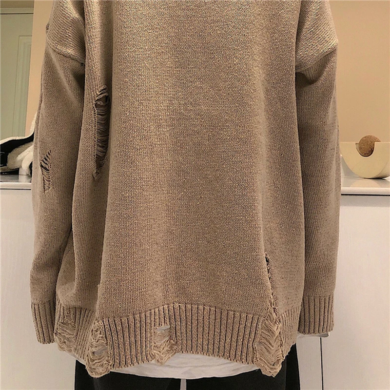 

Vintage Streetwear Lazy Warm Bear Sweater Women O-Neck Casual Winter Korean Loose Pullovers hole Embroidery Knitwear Jumper W244