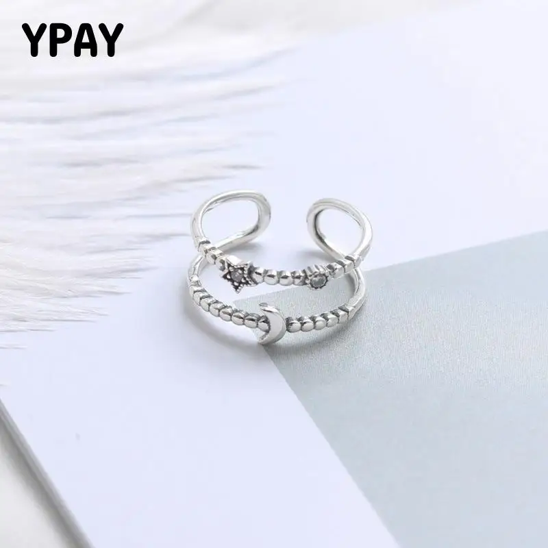 Женское Двухслойное открытое регулируемое кольцо YPAY Винтажное из настоящего