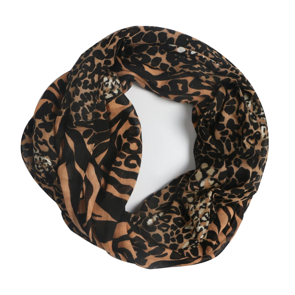 Осень-зима леди NeckScarf Для женщин Мягкий Леопардовый принт шейный платок Обёрточная бумага шарф, кашне перо шарфы накидки для женщин