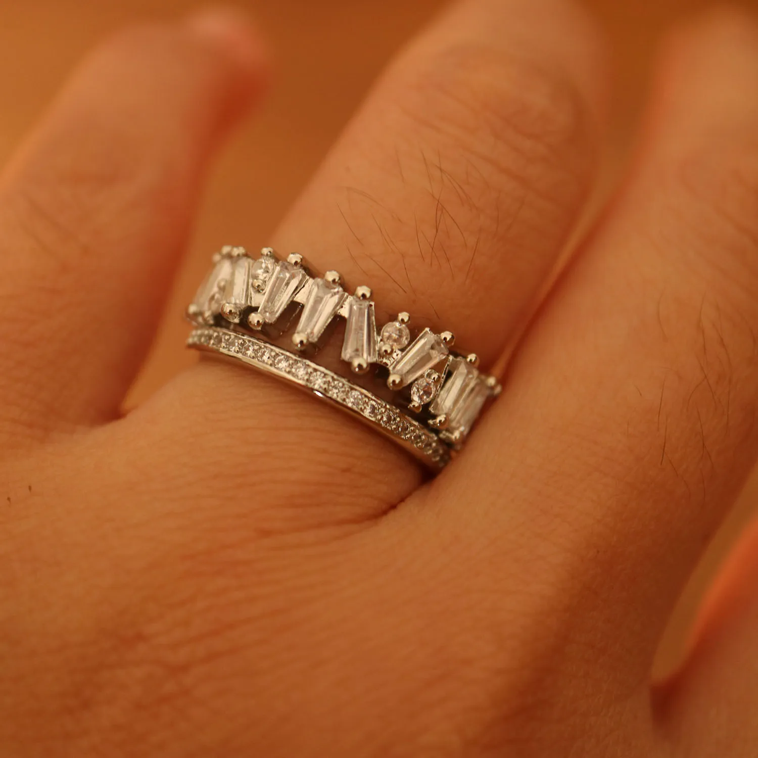 

Fashion white CZ open Rings for women Bling Crystal stone Ring classic cubic zirconia Rings female jewelry gift