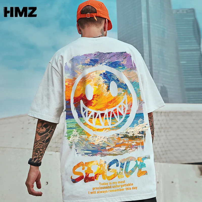 Футболка HMZ мужская с коротким рукавом свободная рубашка в стиле хип хоп футболка