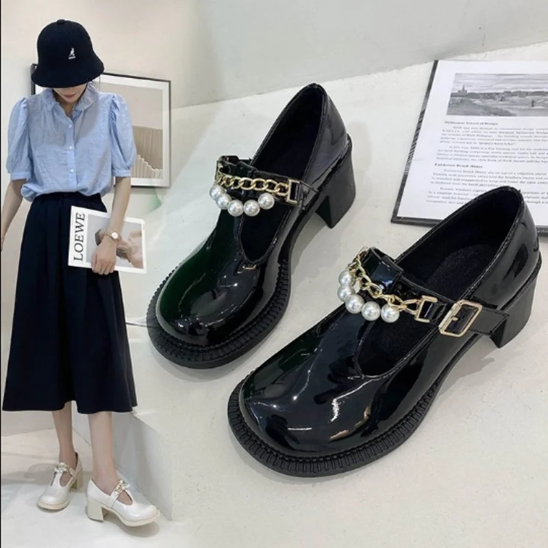 

2021 New Small Leather Shoes Women's Shoes British Hollow Female College Style Mary Jane Shoes Big Toe Shoes Women