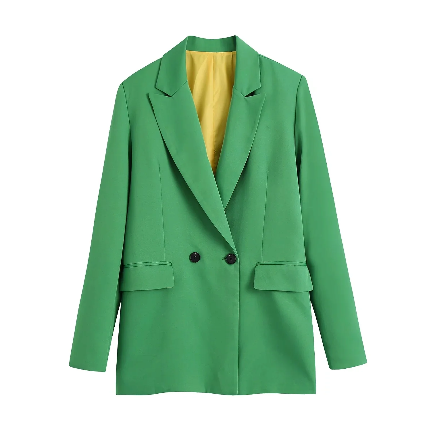 

Модный Зеленый двубортный Женский блейзер, Офисная Деловая одежда, костюм с длинным рукавом, пальто с длинным рукавом, верхняя одежда на пуг...