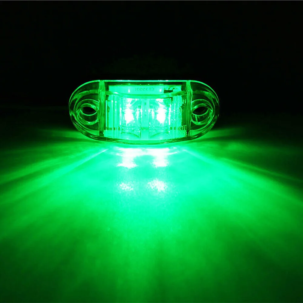 

Oval Side Marker Light ABS Case Green LED Blinker For Truck Van 2 Diodes