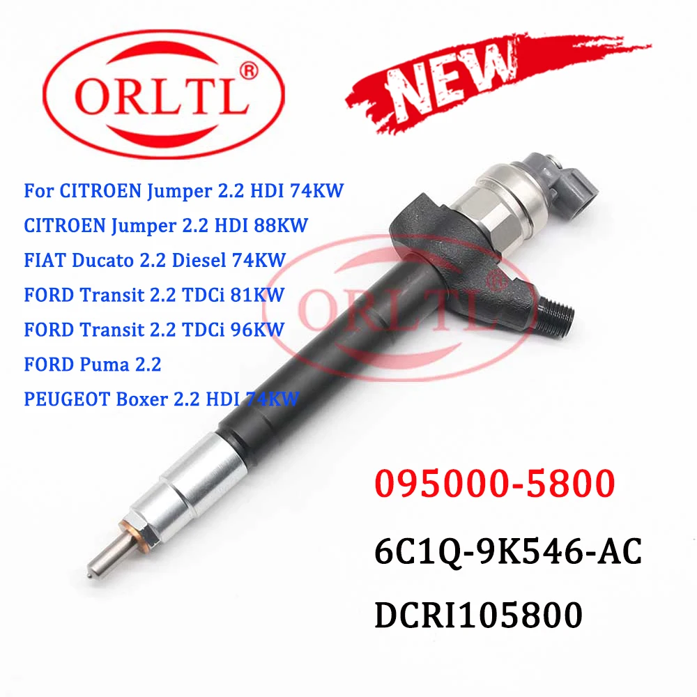 

6C1Q-9K546-AC Common Rail Injection 0950005800 095000-5800 Diesel Fuel Injector 6C1Q9K546AC for DENSO 5800 Citroen Ford Fiat 2.2