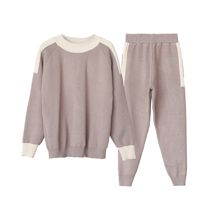 Женские теплые костюмы 2020 Осенняя мода Женский Повседневный вязаный костюм