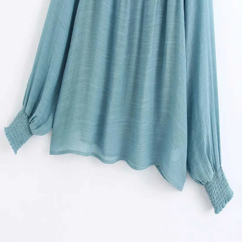 Женская короткая блузка с принтом желтого цвета v-образный вырез длинный рукав