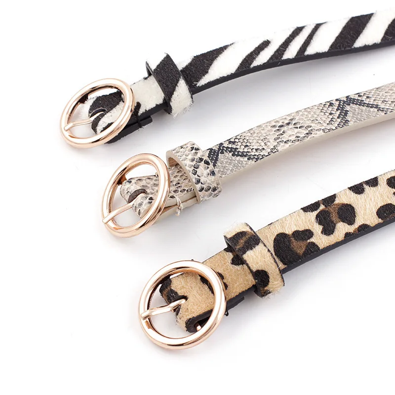 Ремень с леопардовым принтом Женский пояс из искусственной кожи пряжкой золотым