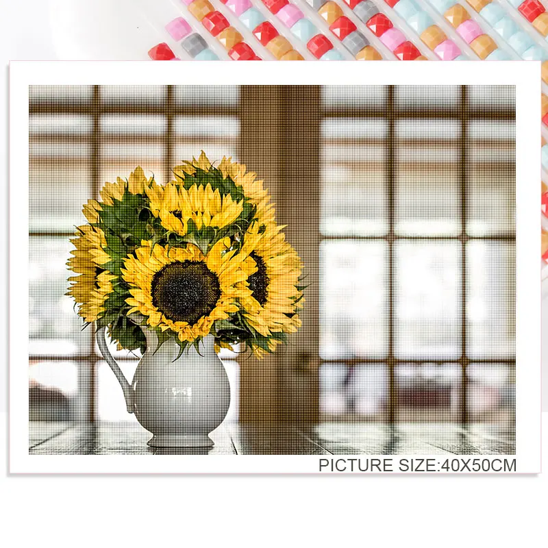 

Diy Diamond Decoration Painting Sunflower Fruit Platter Flower Square Diamond Round Diamond Customizable Wall Art Decoration