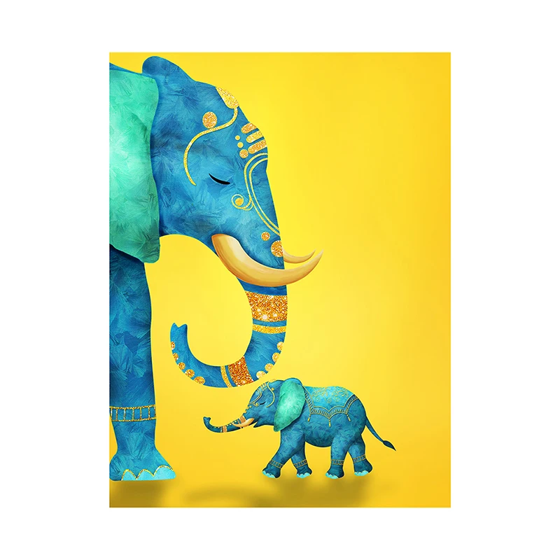 

Animal Posters and Prints Nordic Giraffe Elephant Cat Canvas Painting Modern Abstract Wall Art Picture Living Room Home Decor