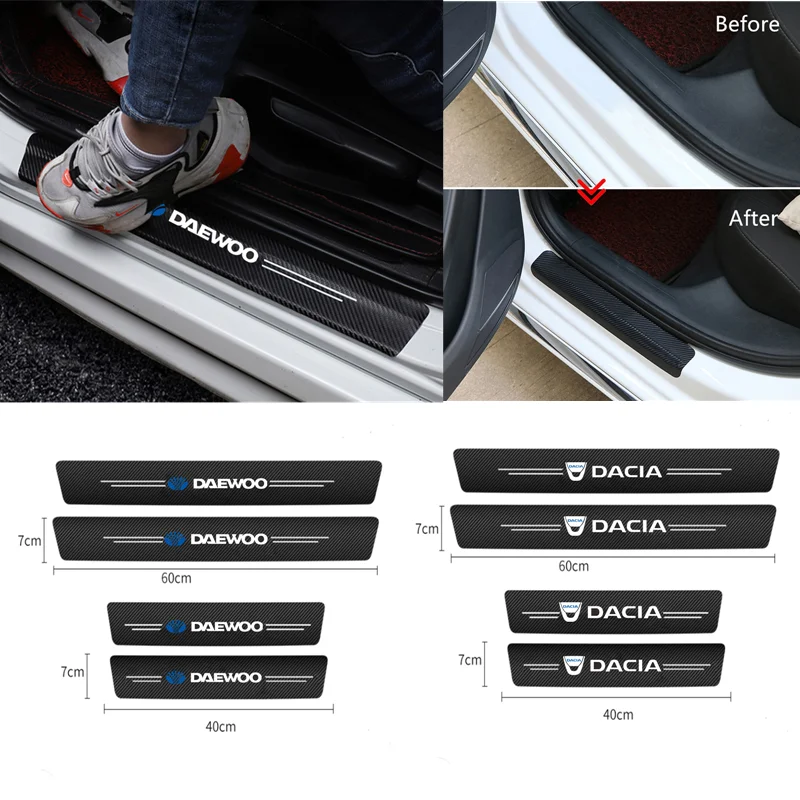 4 шт. наклейки на порог двери автомобиля из углеродного волокна|Наклейки