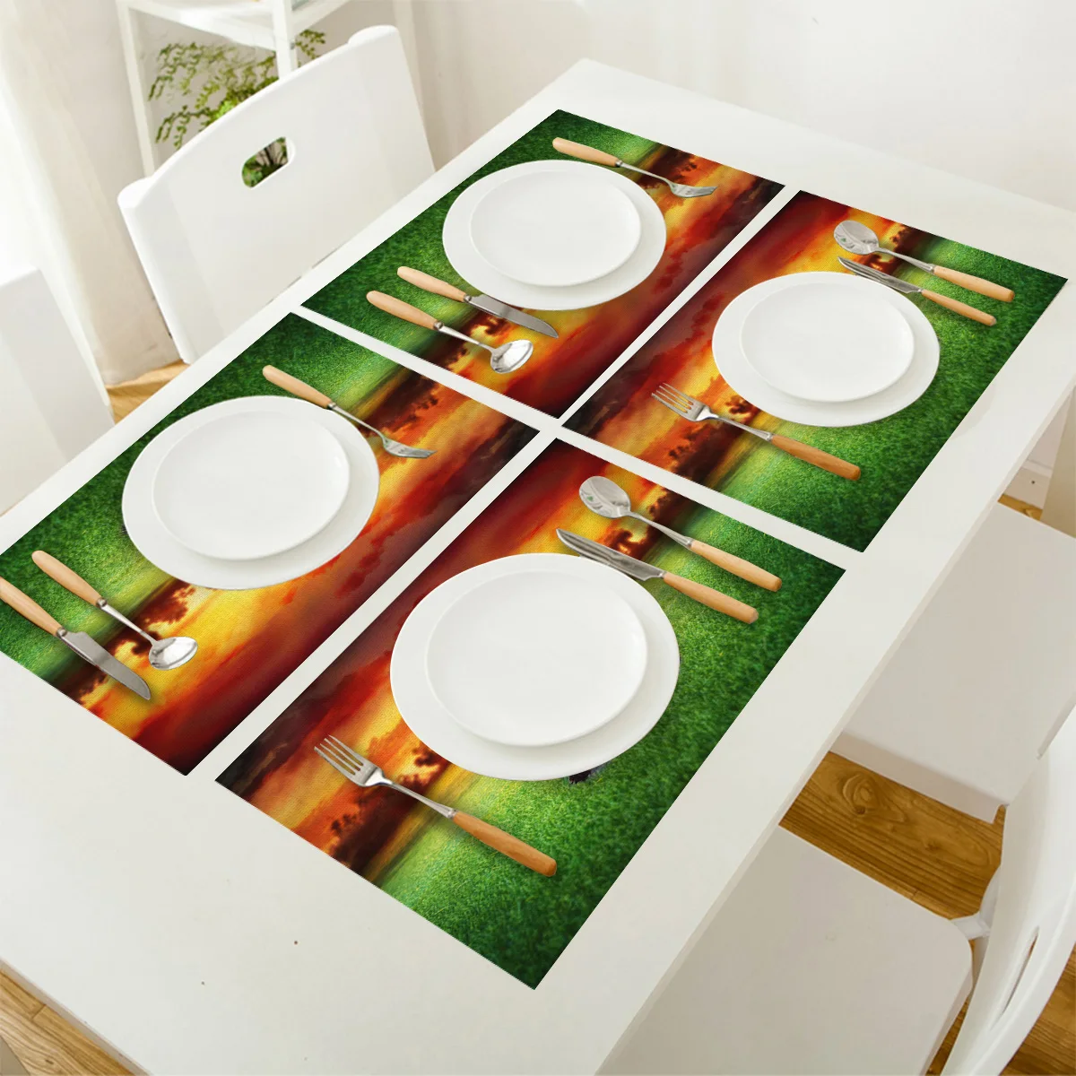 Спортивная подстилка для гольфа зеленая трава коврик обеденного стола набор