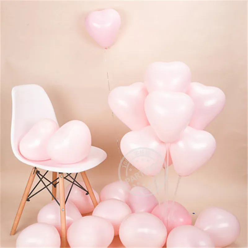 macaron light pink 10 шт. 10-дюймовые воздушные шары с дизайном «сердце» Макарон цвета латексные шары матовые цветные воздушные шарики декор для вечеринки в честь Дня рождения Свадебный декор надувать глобальный - Цвет: macaron light pink