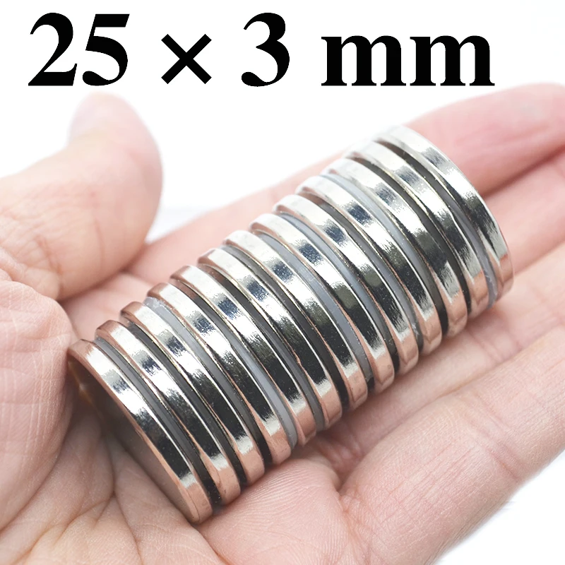 

2/5/10/20 Pcs 25x3 mm Round NdFeB Neodymium Magnet N35 Super Powerful imanes Permanent Magnetic Disc imanes 25*3 mm 25mm x 3mm