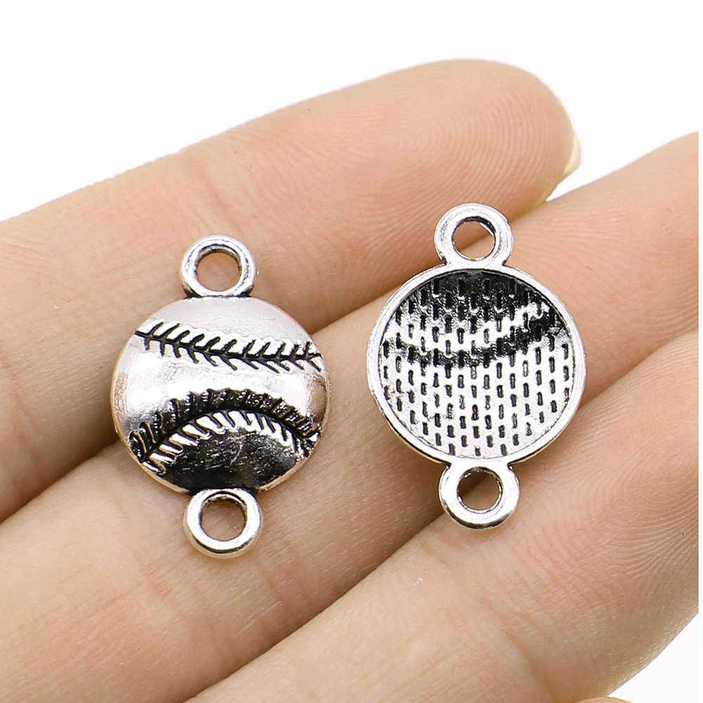 

20pcs 14x22mm Antique Silver Color Baseball Connector Charms Connector For Jewelry Making Jewelry Findings