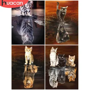 HUACAN алмазной живописи Набор 5D алмазная мозаика котом полноразмерная вышивка животными украшение для дома