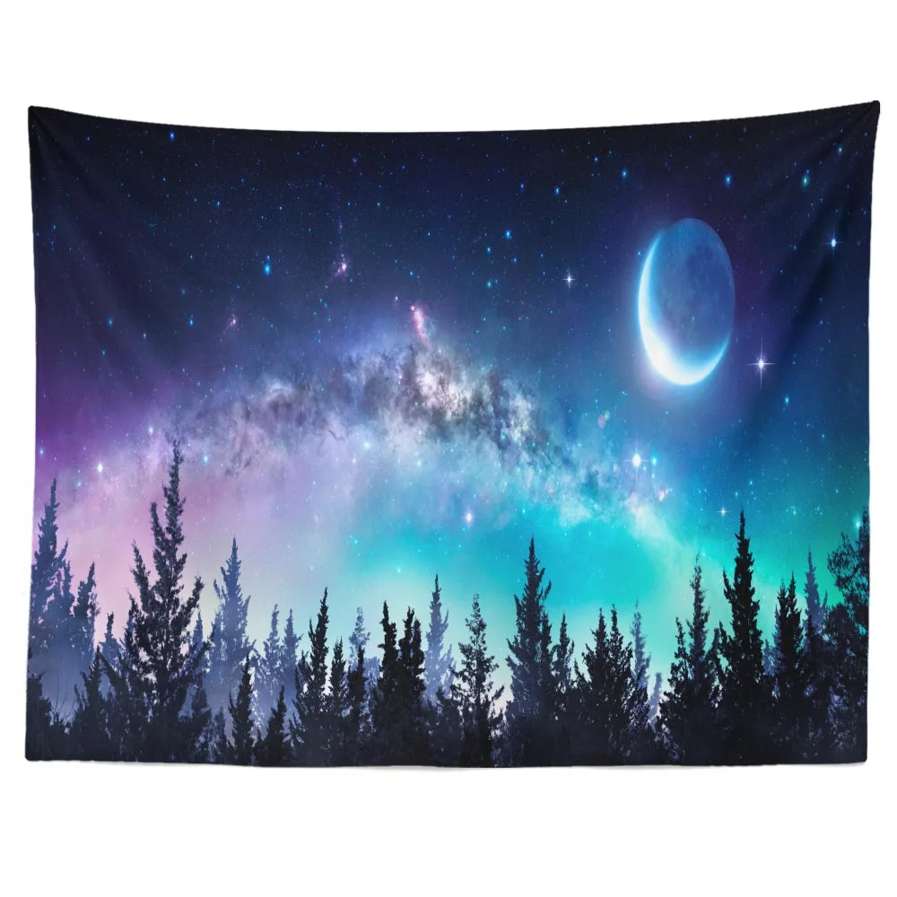 SepYue гобелен с пейзажем Луна Большой лес стены гобелены домашний Спальня звездное