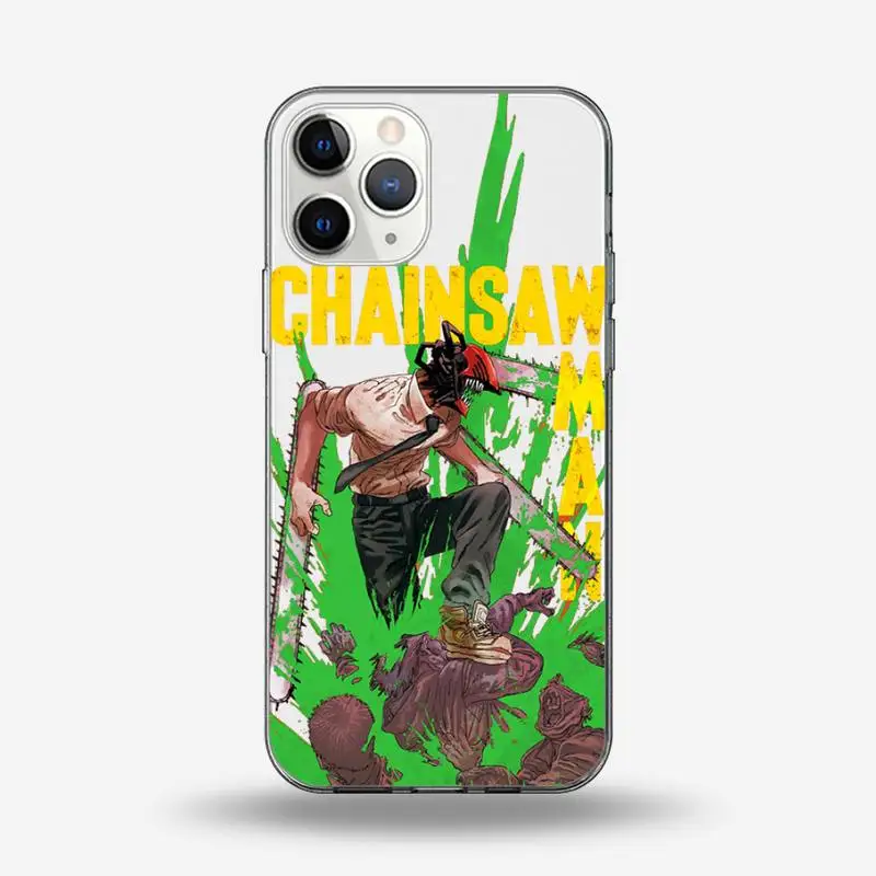 

Japan anime Chainsaw Man Phone Case Transparent for iPhone 6 7 8 11 12 s mini pro X XS XR MAX Plus