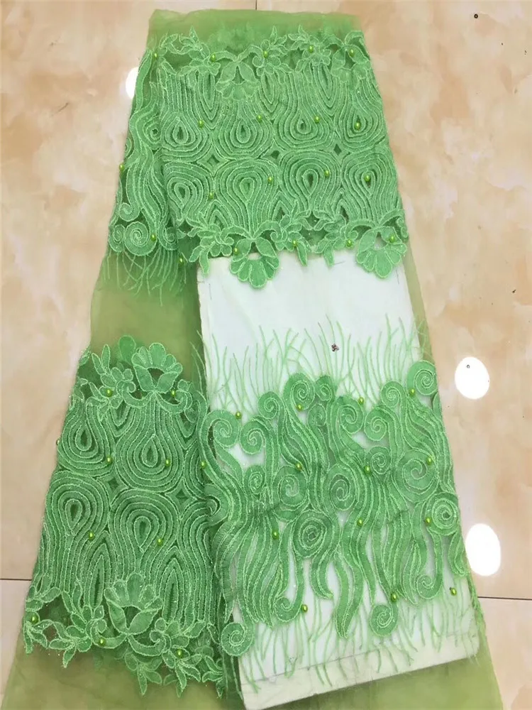 Африканская зеленая 3D блестки кружевная ткань 2019 высокого качества Кружева