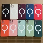 Жидкий силиконовый Магнитный чехол Macsafe для Magsafe IPhone 11 12 13 Pro Max Mini XS XR X 7 8Plus SE 2020, магнитное зарядное устройство, мягкий чехол