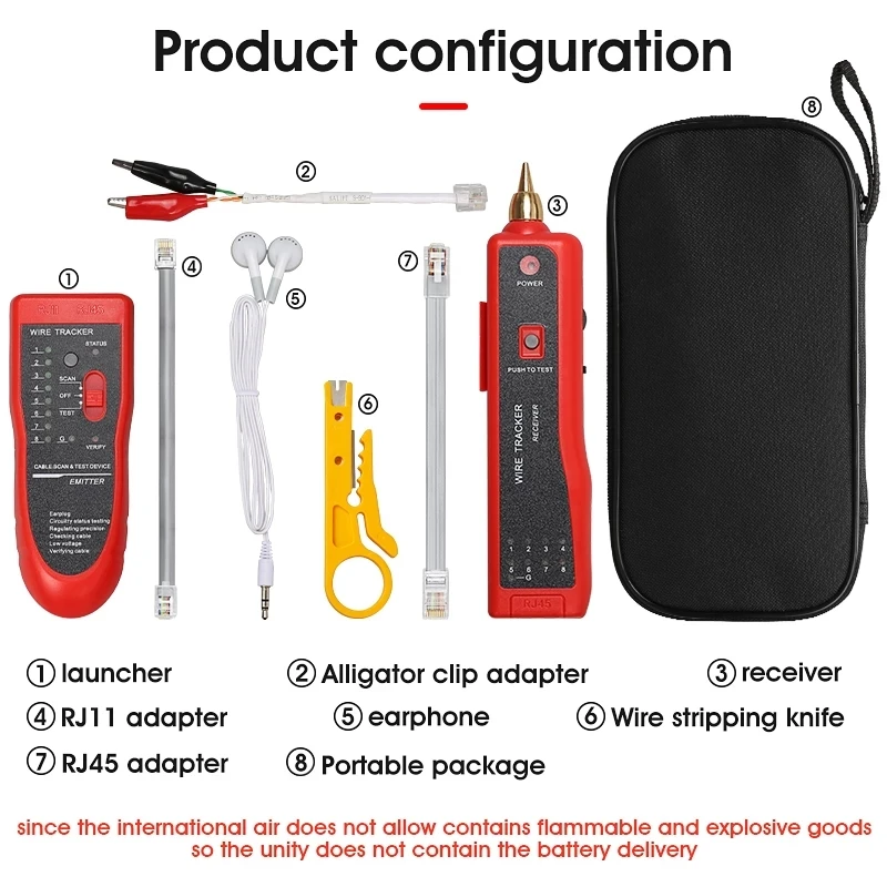 Line Finder LAN Network Cable Tester Cat5 Cat6 RJ45 UTP STP Detector Telephone Wire Tracker Tracer Diagnose Tone Tool Kit
