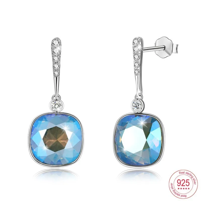 Malanda круглый благородный кристалл от Swarovski серьги висячие серьги из серебра 925 пробы для женщин модные серьги ювелирные изделия подарок - Окраска металла: SHIM 360